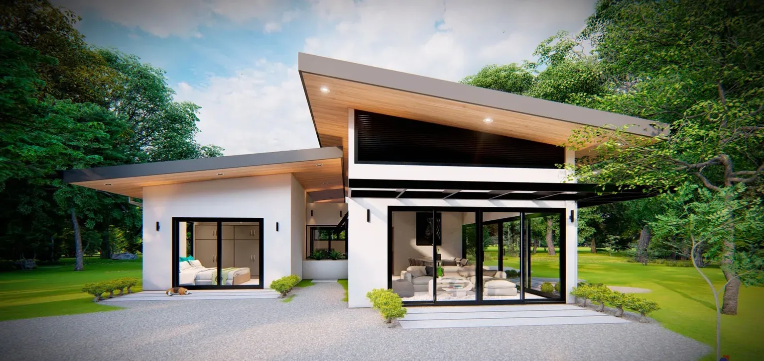 Casa moderna construida con apoyo de bono de vivienda